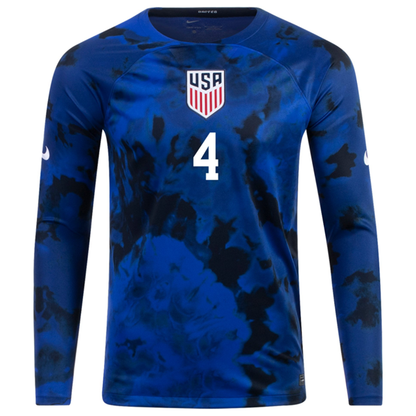 Nike United States Tyler Adams Long Sleeve Away Jersey 22/23 (Bright Blue/White)