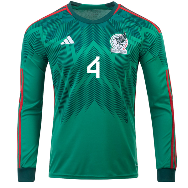 adidas Mexico Edson Alvarez Home Long Sleeve Jersey 22/23 (Vivid Green)