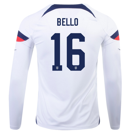 Nike United States George Bello Home Long Sleeve Jersey 22/23 (White/Loyal Blue)