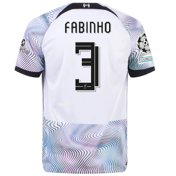 Nike Liverpool Fabinho Away Jersey w/ Champions League Patches 22/23 (White/Black)