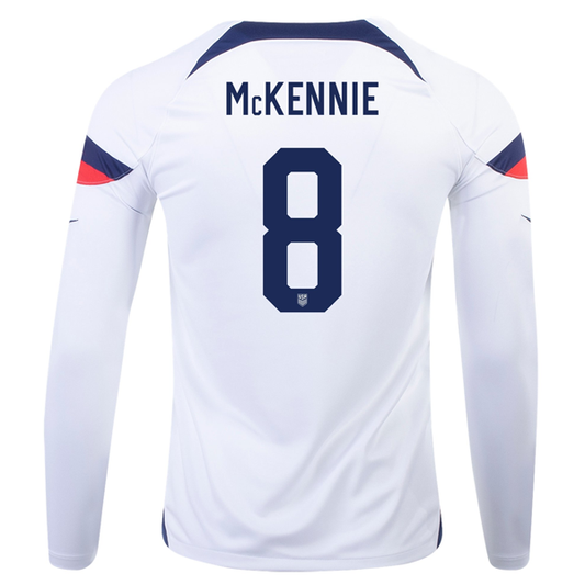 Nike United States Weston Mckennie Home Long Sleeve Jersey 22/23 (White/Loyal Blue)