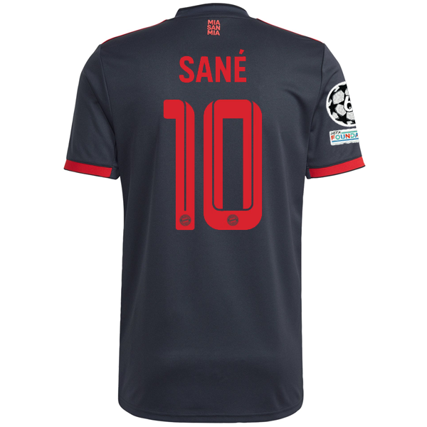 adidas Bayern Munich Leroy Sane Third Jersey w/ Champions League Patches 22/23 (Night Grey)